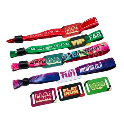 Tamaño y logotipo personalizados RFID Polyester/Ribbon Brazalete para eventos de conciertos y festivales