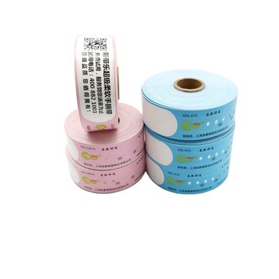 205*25mm Reutilizables impermeables Código Qr Papel de impresión personalizado Eventos Muñeca térmica