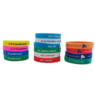 Brazaletes de goma de impresión de pantalla de seda impermeable a color mezclado con certificado ISO9001