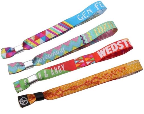 350*15mm Regalos promocionales de logotipo personalizado Pulseras de poliéster tejidas para el festival de eventos
