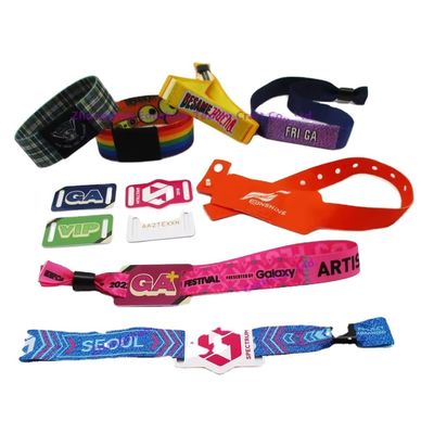 Pulseras RFID de impresión de una sola o dos caras en tejido de satén para eventos y fiestas