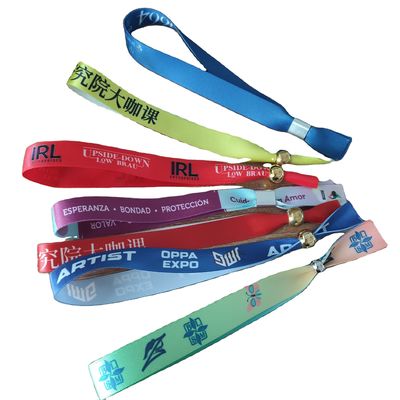 Brazaletes de tejido de cinta en verde ID Brazaletes de poliéster para eventos y festivales