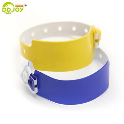 Amarillo de una sola vez suave cómodo PVC vinilo ID pulsera de pulsera para cualquier festival