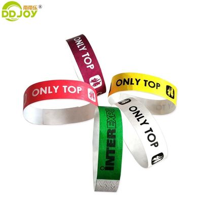 250*25mm y 250*19mm Tyvek pulsera de papel con requisitos de impresión personalizados