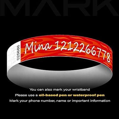250*25mm y 250*19mm Tyvek pulsera de papel con requisitos de impresión personalizados