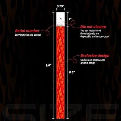 250*25mm y 250*19mm Tyvek pulsera de papel con requisitos de impresión personalizados