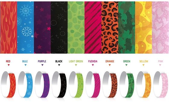 Logotipo personalizado Brazalete Impreso Papel a prueba de agua Brazaletes Tyvek para Eventos Suministros de Fiestas en Verde
