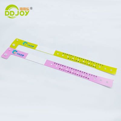 250*25mm/250*19mm Pulsera de plástico impermeable de una sola vez personalizada para parques / eventos / festivales
