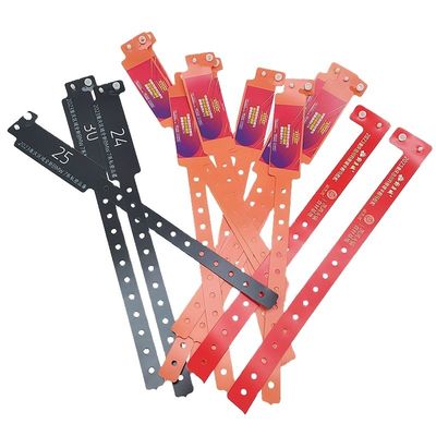 Pulseras de vinilo impermeables en forma de L DDJOY personalizadas una sola vez para eventos de festivales 250 * 16mm