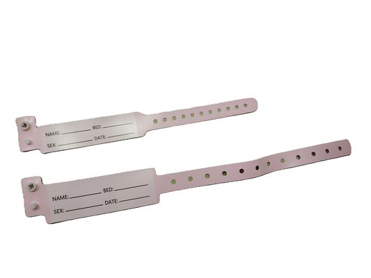 Pacientes hospitalarios Brazalete de identificación médica de PVC Muñeca con 250*25mm y 170*18mm Tamaños