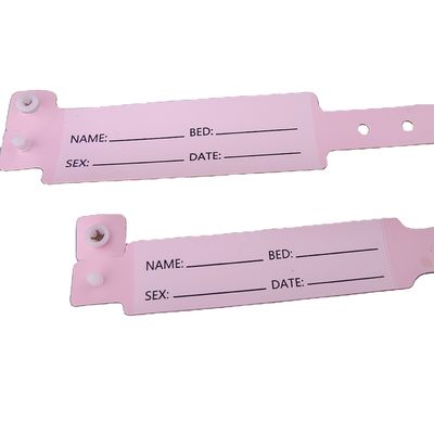 Pacientes hospitalarios Brazalete de identificación médica de PVC Muñeca con 250*25mm y 170*18mm Tamaños
