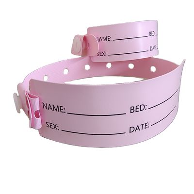 Pacientes hospitalarios Brazalete de identificación médica de PVC Muñeca con 250*25mm y 170*18mm Tamaños