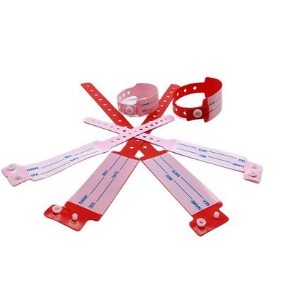 Pulsera de identificación del paciente de vinilo impermeable 100pcs/caja Brazaletes de identificación de PVC personalizados para el hospital