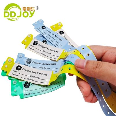 Banda de PVC suave amarilla para identificación del paciente del hospital Logotipo personalizable e impermeable por DDJOY