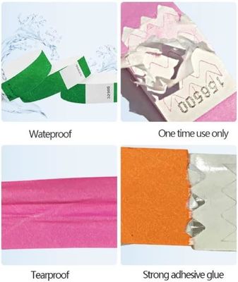 Pulsera Tyvek de papel impreso para eventos y fiestas Logotipo OEM resistente a las lágrimas Aceptable