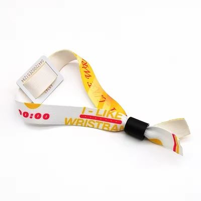 350 * 15 mm Tamaño regular RFID pulseras de tejido de satén con logotipo personalizado e impresión de texto