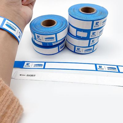 Logotipo personalizado Brazalete de pulsera de papel sintético azul para entradas escénicas