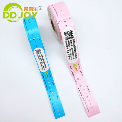 205 * 25mm de niño personalizado de código de barras de la pulsera para la identificación del paciente del hospital