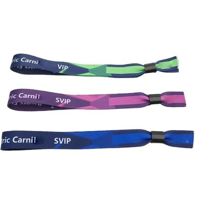 Pulseras de tela de satén con chip RFID personalizadas en amarillo para la gestión de fiestas y eventos
