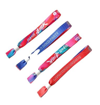 Pulseras de tela de satén con chip RFID personalizadas en amarillo para la gestión de fiestas y eventos