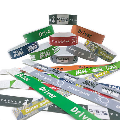 Pulseras Tyvek de color sólido para eventos festivales personalizables e impermeables