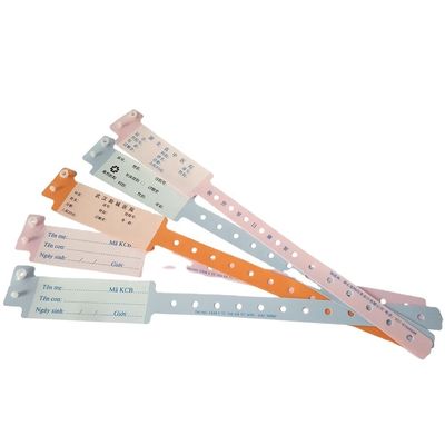 Brazalete desechable de plástico médico naranja para sistema de identificación de hospital personalizado