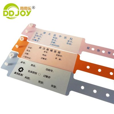 Brazalete desechable de plástico médico naranja para sistema de identificación de hospital personalizado