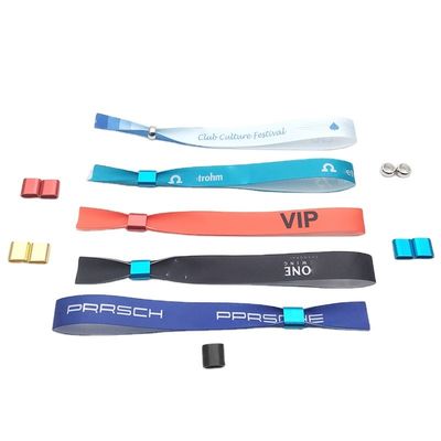 Tamaño personalizado Una vez Marcas Logotipo Impresión de texto Tejido Eventos Festivales Partidas Pulseras