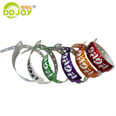 Glitter ID Brazalete Impresión de logotipo personalizado Brazaletes holográficos para entradas al parque del festival