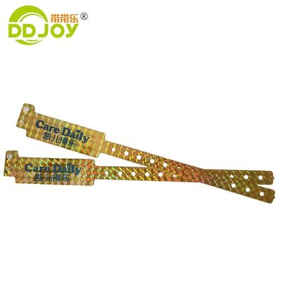 Glitter ID Brazalete Impresión de logotipo personalizado Brazaletes holográficos para entradas al parque del festival