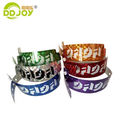Glitter ID Brazalete Impresión de logotipo personalizado Brazaletes holográficos para entradas al parque del festival