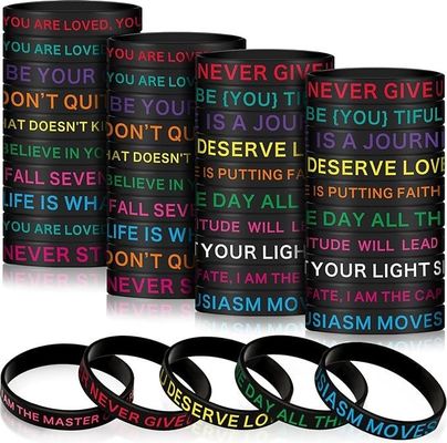 Impresión de tela de seda Logotipo personalizado Brazalete de goma para eventos y festivales Regalos