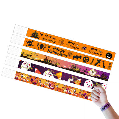 DDJOY 100pcs Happy Halloween Pulseras de papel a prueba de agua Tyvek Brazaletes para Parques