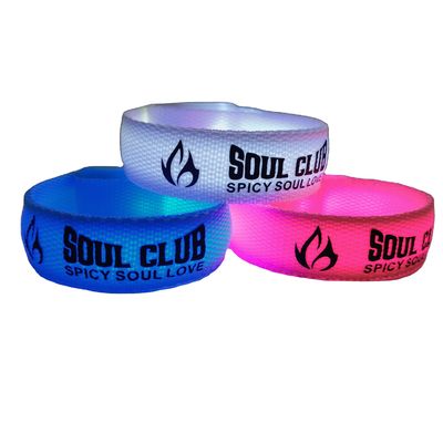 255.16*20mm Impresión personalizada de pulsera LED para fiestas y eventos que brillan en la oscuridad