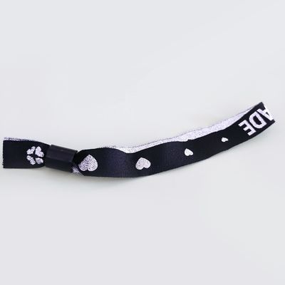 Personaliza el logotipo del evento Fiesta cinta satinado brazalete tejido de tela pulsera con obras de arte