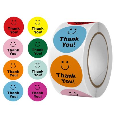 1 pulgadas 25mm Adhesivo personalizado Arco iris lindo Gracias Adhesivo para la decoración de regalos