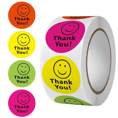 1 pulgadas 25mm Adhesivo personalizado Arco iris lindo Gracias Adhesivo para la decoración de regalos