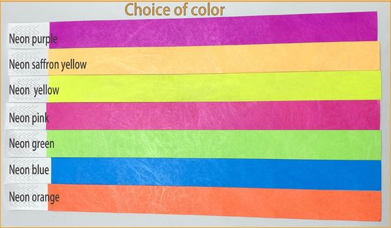 Pulsera Tyvek de impresión personalizada para eventos y festivales en color neón vibrante