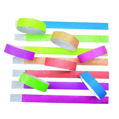 250*25mm/250*19mm Logotipo impreso a medida Pulseras de papel ecológico en multicolor para el festival