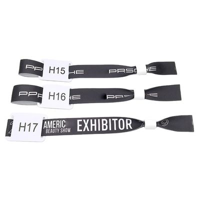 Eventos personalizados Fiesta Fiesta RFID Chips Satin Tejido pulseras con Impresión de logotipo