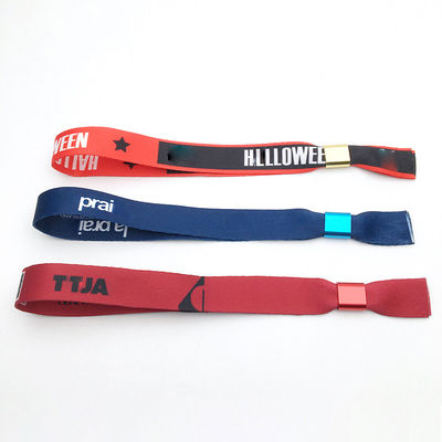 Eventos personalizados Fiesta Fiesta RFID Chips Satin Tejido pulseras con Impresión de logotipo