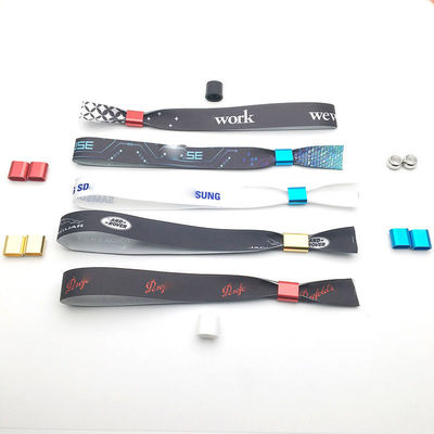 Eventos personalizados Fiestas de Fiestas Pulseras RFID con tela de satén e Impresión de logotipos de marcas