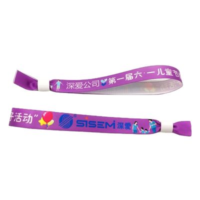 Artwork Logotipo personalizado Sublimación de cordones cortos tejidos de pulsera desechable para el festival