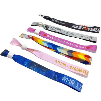 Pulseras de tejido tejido personalizadas para eventos Impresión de un solo lado y de dos lados