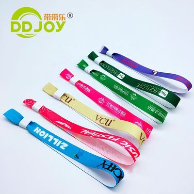 Pulseras de tejido tejido personalizadas para eventos Impresión de un solo lado y de dos lados