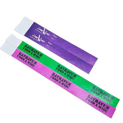 Logotipo personalizado Tyvek pulseras por una sola vez en adultos y niños pulsera de papel Eventos VIP