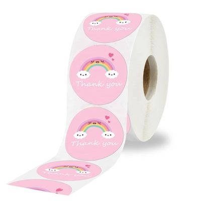 Pegatina personalizada resistente al aceite Arco iris lindo Gracias pegatina para la decoración de regalos
