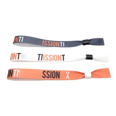 Logotipo personalizado Tejido Festival Pulsera para eventos Impermeable y cerradura segura