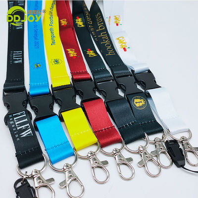 Impresión de pantalla de seda Poliéster cuello cordones con porta tarjetas llavero teléfono móvil