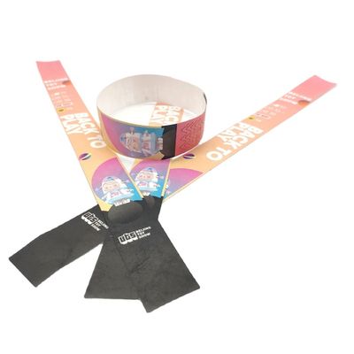 Impresión de logotipos de colores Pulseras Tyvek desechables para eventos Pulseras de papel impermeables